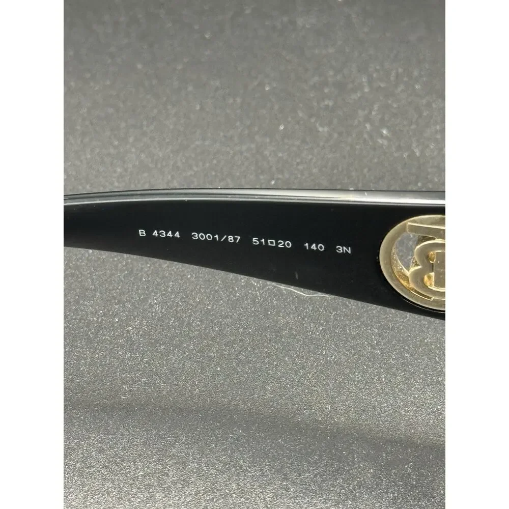 Burberry Black Oversized Square Sunglasses Gold Logo Frames Only With Case